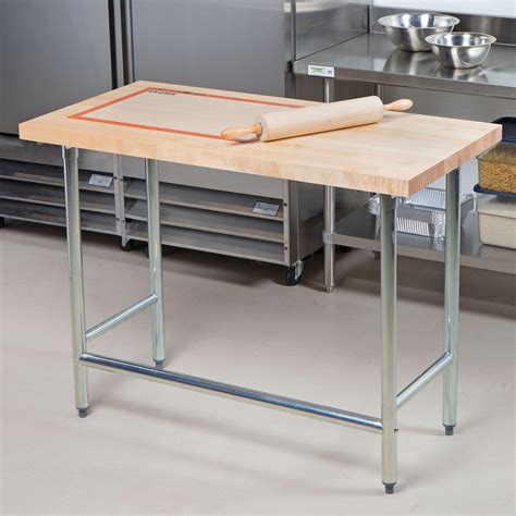 Advance Tabco Th2g 244 Wood Top Work Table With Galvanized Base 24 X 48