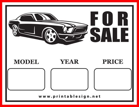 Car For Sale Printable Sign Pack Printable Signs