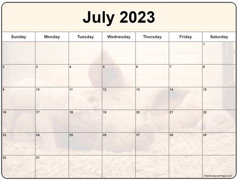 Collection Of July 2023 Photo Calendars With Image Filters