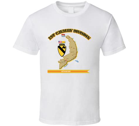 1st Cav Vietnam W Map W Streamer T Shirt