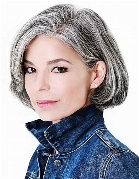 Salt And Pepper Bob Style Grey Wig Without Bangs
