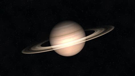 Realistic Imaging Of Saturn Planet With Rings In Space With Stars