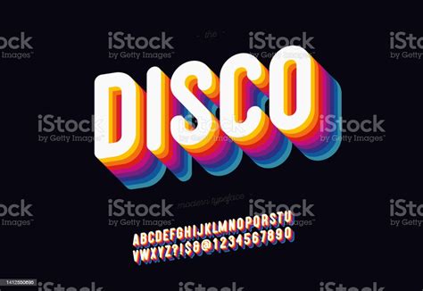 Vector 3d Disco Font Bold Style Modern Typography Stock Illustration