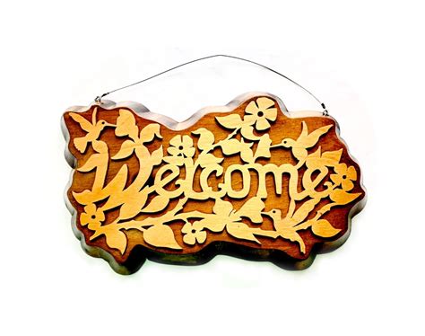 Welcome Sign Vintage Wood Handcraft Welcome Sign Wood Etsy