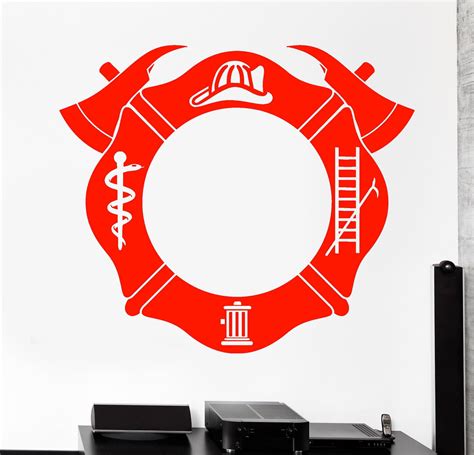 Vinyl Wall Decal Firefighters Fire Department Emblem Rescuers Stickers