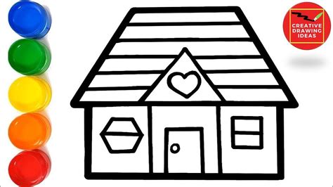 Learn How To Draw A House For Kids And Toddlers Easy House Drawing
