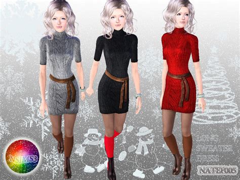 The Sims Resource Winter Beauty Sweater Dress For Af