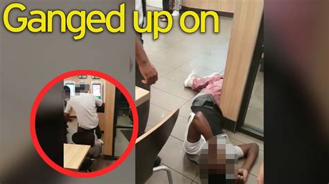 Mcdonalds Workers Kick Punch And Stamp On Customer As He Sobs And Cowers On The Ground