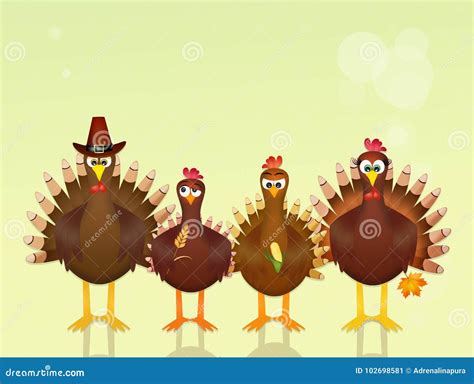 Funny Turkeys Stock Illustration Illustration Of Brown 102698581