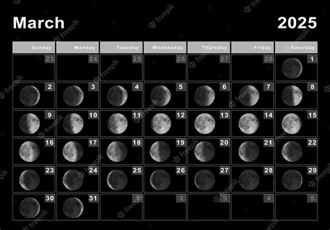 Premium Photo March 2025 Lunar Calendar Moon Cycles Moon Phases