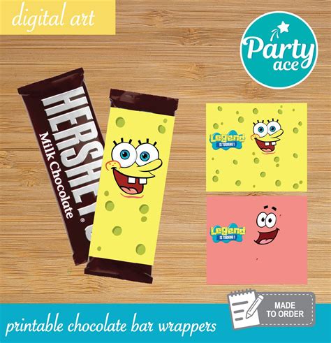 Sponge Bob And Patrick Star Printable Birthday Chocolate Bar Etsy In