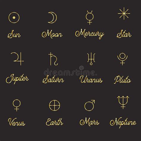 Zodiac And Astrology Symbols Of The Planets Stock Vector Illustration