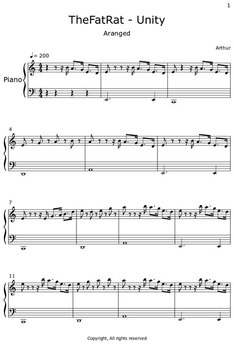 Thefatrat Unity Sheet Music For Piano