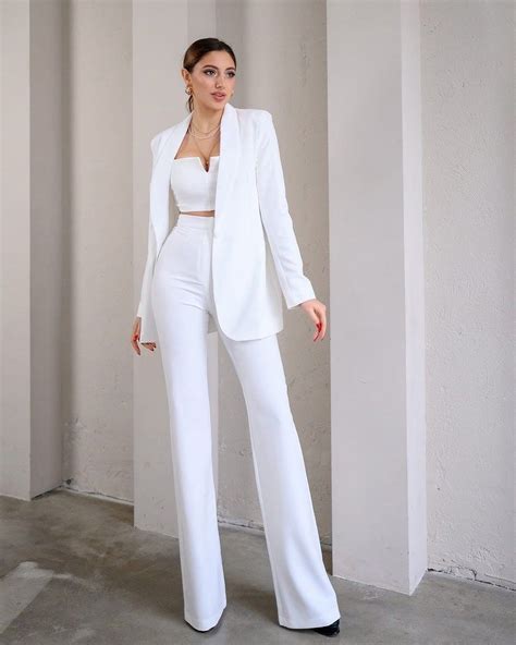 White Women Pants Suit Women Piece Suit Office Suit White Business