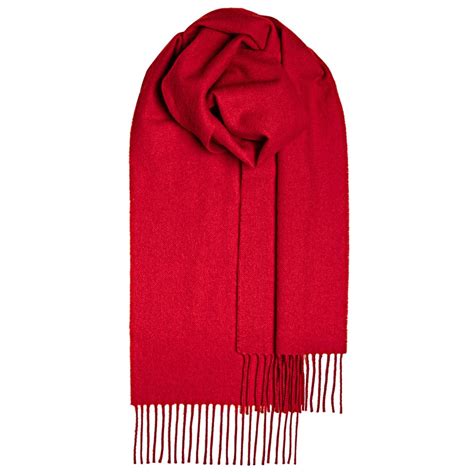 Red Plain Coloured Lambswool Scarf Lochcarron Of Scotland