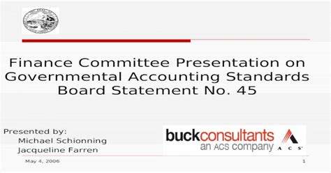 Finance Committee Presentation On Governmental Accounting Standards