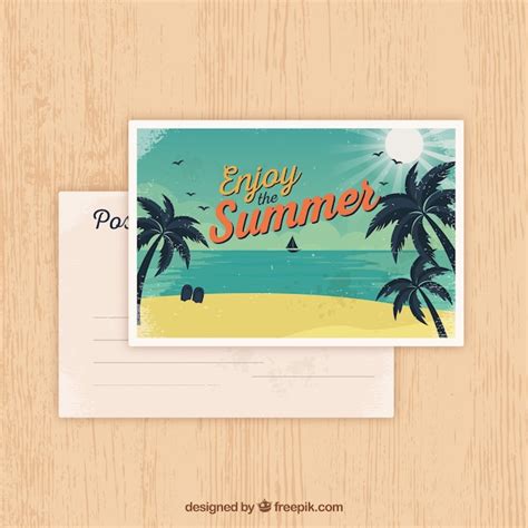 Free Vector Summer Postcard In Retro Style
