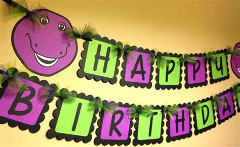 Barney The Dinosaur Happy Birthday Banner Happy Birthday Banners