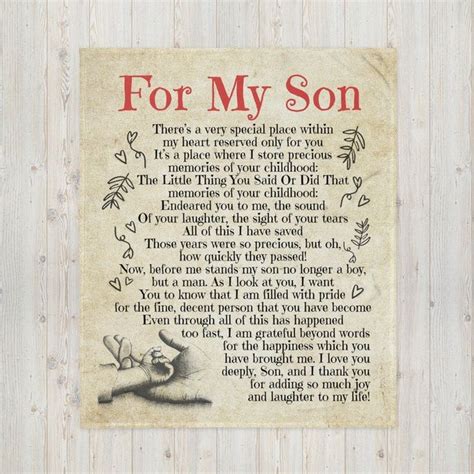 The Poem For My Son Is Displayed On A Wooden Wall