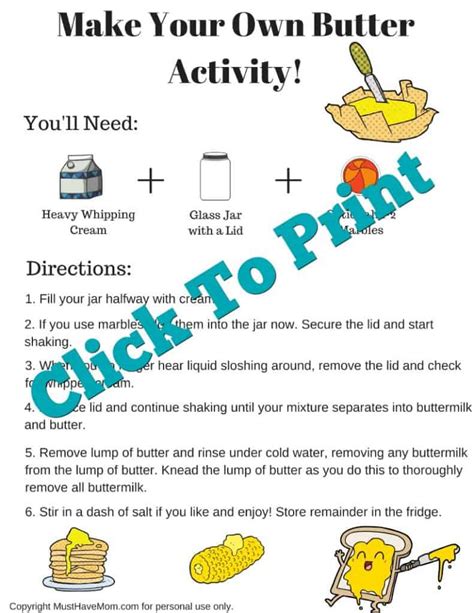 How To Make Butter In A Jar Free Printable Dairy Farming Counting