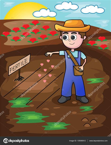 Actividad nº 3 señalar ubicaciones. Ilustración de dibujos animados de semillas de pequeño ...