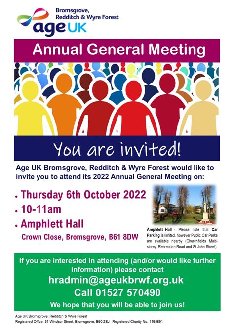 Age Uk Bromsgrove Redditch Wyre Forest Invitation To 2022 Annual