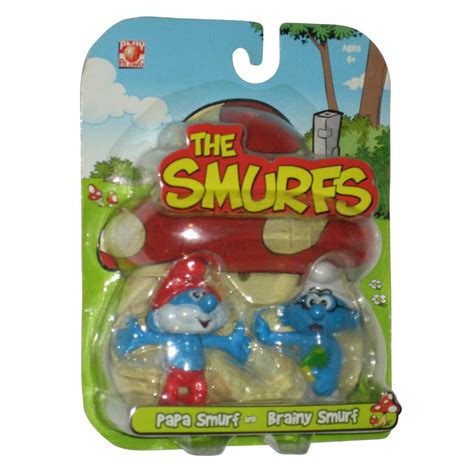 The Smurfs Papa Smurf And Brainy Jakks Pacific Toy Figure 2 Pack Set