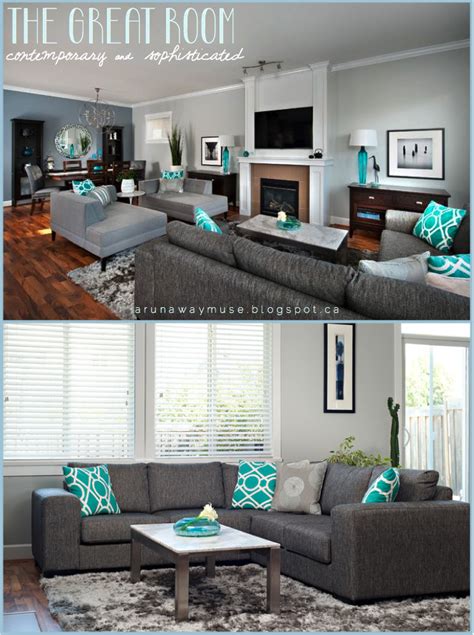 Navy Gray And Turquoise Living Room