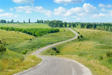 Winding Road Among Fields In Countryside Stock Photo Image Of Path