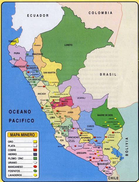 El Baúl De La Geografía Perú Y Mundo Mapa Minero Del PerÚ