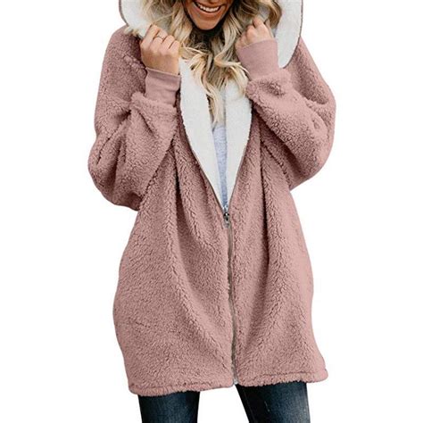 Buy Plus Size Women Winter Fuzzy Fluffy Hooded Coat Fleece Fur Jacket