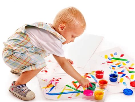 Child Painting By Finger Paint Stock Photo By ©poznyakov 12100227