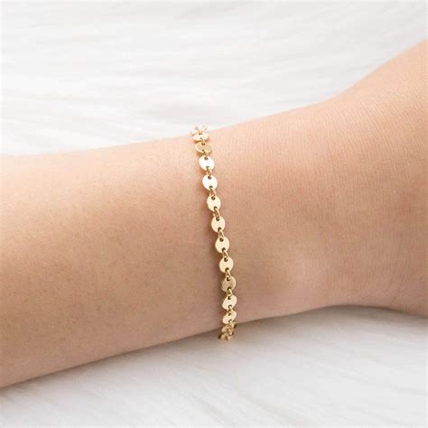 14k Solid Gold Dainty Bracelets For Girls Women Elegant Etsy