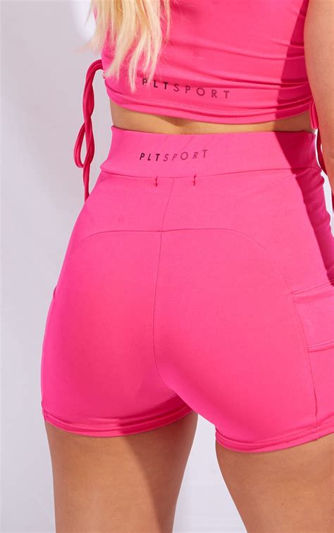 Plt Hot Pink Sport Panelled Booty Shorts Prettylittlething Il