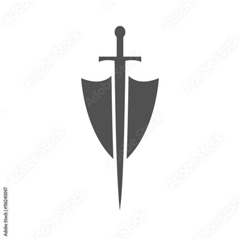 Shield And Sword Iconshield And Sword Silhouette On A White Background