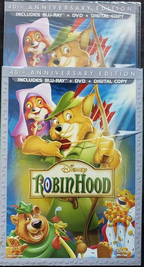 Disney Classic Robin Hood Th Anniversary DVD Blu Ray Digital Copy W Slipcover Disney Robin