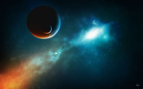 Exoplanet With Its Moon Other Galaxies Universe Planets Art