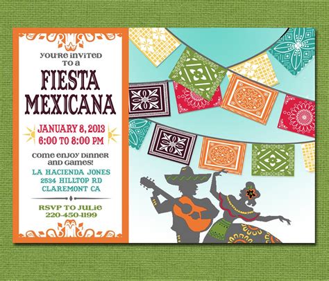 Print Yourself Mexican Fiesta Invitation Custom By Cardvarkdesigns