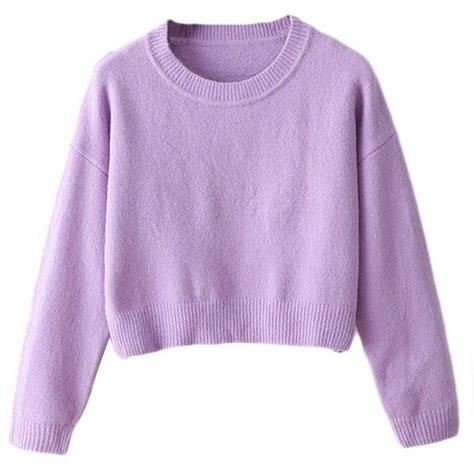 Purple Ladies Casual Fancy Long Sleeves Cropped Pullover Sweater