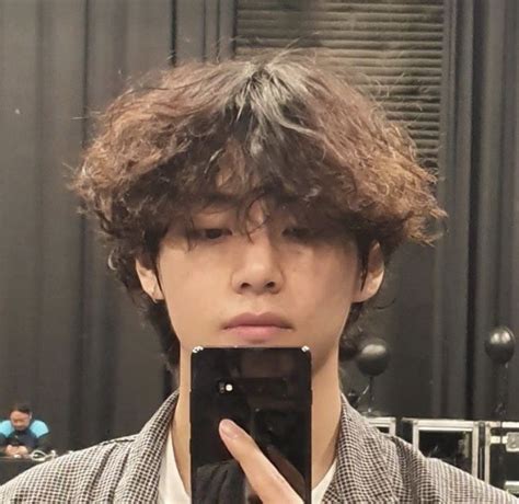 Curly V Hairstyle Bts 𝑻𝒂𝒆𝒉𝒚𝒖𝒏𝒈 𝑩𝑻𝑺 𝑽 In 2020 Bts Hairstyle Taehyung Kim Bts Have