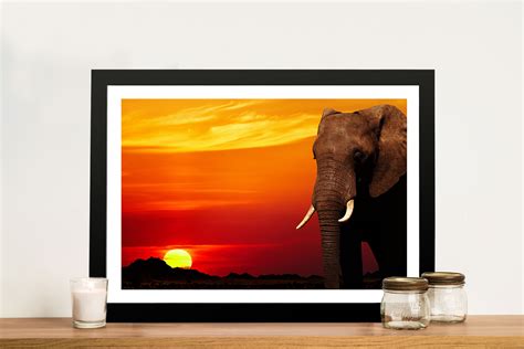 Elephant Sunset African Nature Wall Art Print Framed Animals Artwork