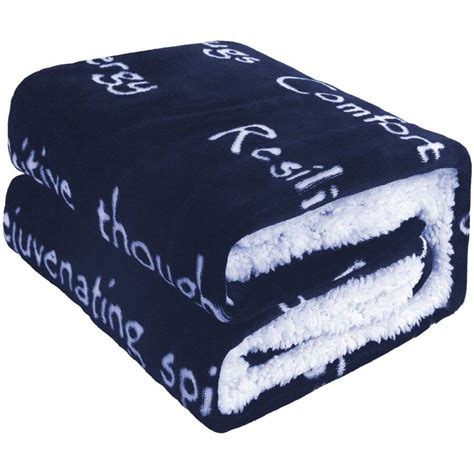 Ehc Luxuriously Soft Warm Sherpa Printed Single Blanket Navy Blue