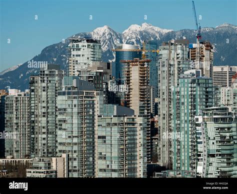 Close Up Scenic View Of Vancouver Downtown High Rise Buildings Set