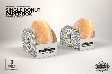 Single Donut Box Packaging Mockup