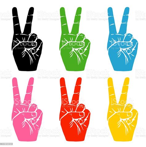 Multi Coloured Hand Peace Signs Stock Illustration Download Image Now