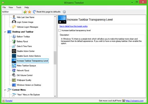Increase Taskbar Transparency Level In Windows 10