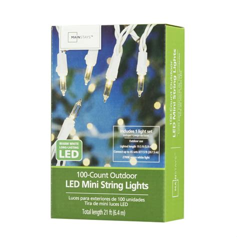Mainstays 100 Count Outdoor Led Mini String Lights White Wire