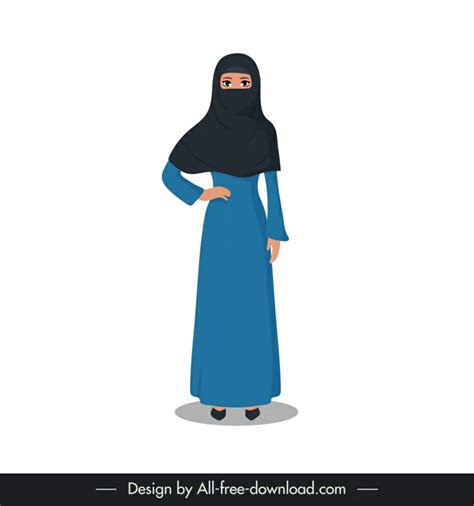 Islamic Woman Icon Cartoon Character Design Vectors Graphic Art Designs