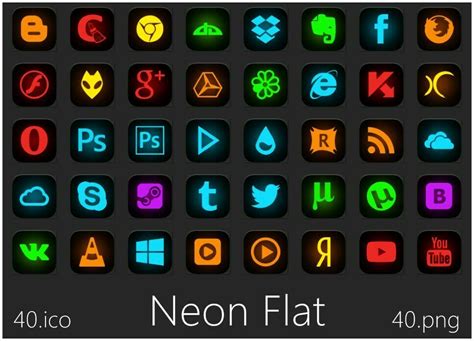 Neon Flat Icon Pack Skinpack Customize Your Digital World