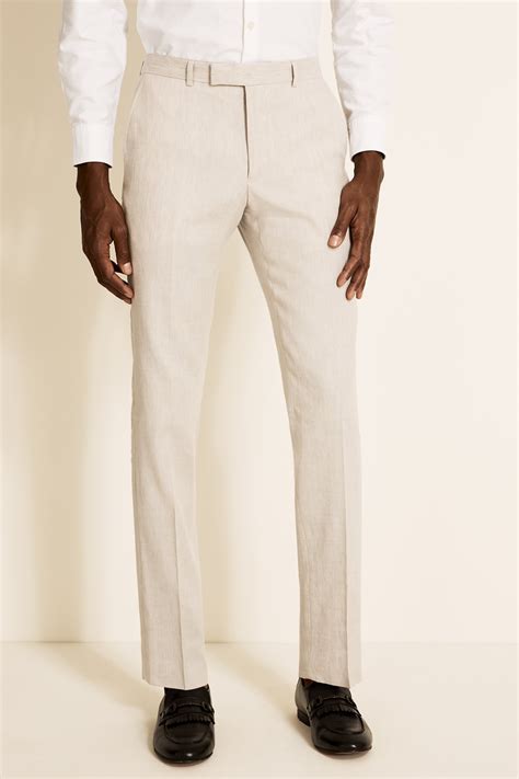 Slim Fit Beige Linen Trousers Buy Online At Moss